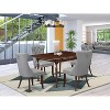 5-Piece Mahogany Finish Solid Wood Top - Rectangular Upholstered Dining Room Set  - Seats 4 - 2 of 4
