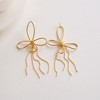 Anna-Kaci Women's Delicate Wire Bow Drop Earrings with Sculpted Loop Design and Sleek Chain Tassel Accent for Modern Elegance - Gold - 2 of 4