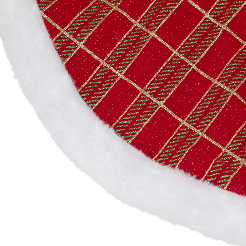 Northlight 20" Red and Gold Plaid Glittered Mini Christmas Tree Skirt, 3 of 4