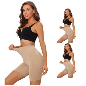 INSPIRE CHIC Women's High Waisted Shapewear Slip Shorts Thigh Slimmers Tummy Control Knickers Panties 3 Packs - 1 of 4