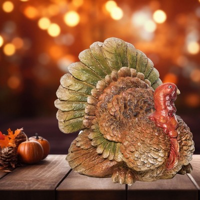 Autumn Harvest Brown and Green Turkey Centerpiece Figurine