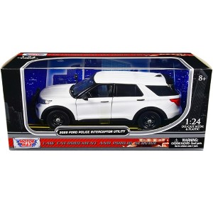 2022 Ford Police Interceptor Utility Unmarked Slick-Top White 1/24 Diecast Model Car by Motormax - 1 of 3