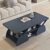 QingMoon Wood Coffee Table, Rounded Corner Rectangular Center Table with Open Shelves, Modern Coffee Table Geometric Design for Living Room - 2 of 4