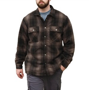 Victory Outfitters Men’s Heavyweight Brawny Brushed Woven Plaid Shirt Jacket with Snaps and Faux Shearling Lining - 1 of 4