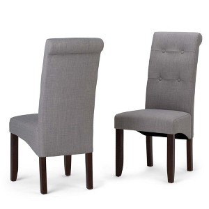 Essex Deluxe Tufted Parson Chair Set of 2 Dove Gray Linen Look Fabric - Wyndenhall
