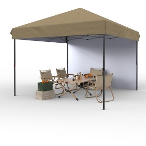 10x10 Pop Up Canopy Tent Outdoor Canopy One-Person Set Up Heavy Duty Commercial Instant Tent Shelter for Backyard Patio Garden Outside, Khaki - 1 of 4
