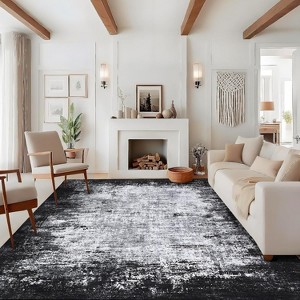 Washable, Soft, Non-Slip, Low Pile, Modern Abstract, Ultra-Soft Thin Floor Cover, Contemporary Indoor Mat for Living Room, Bedroom. - 1 of 4