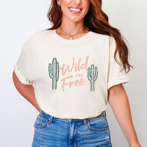 Simply Sage Market Wild And Free Cactus Garment Dyed Tee - 1 of 4