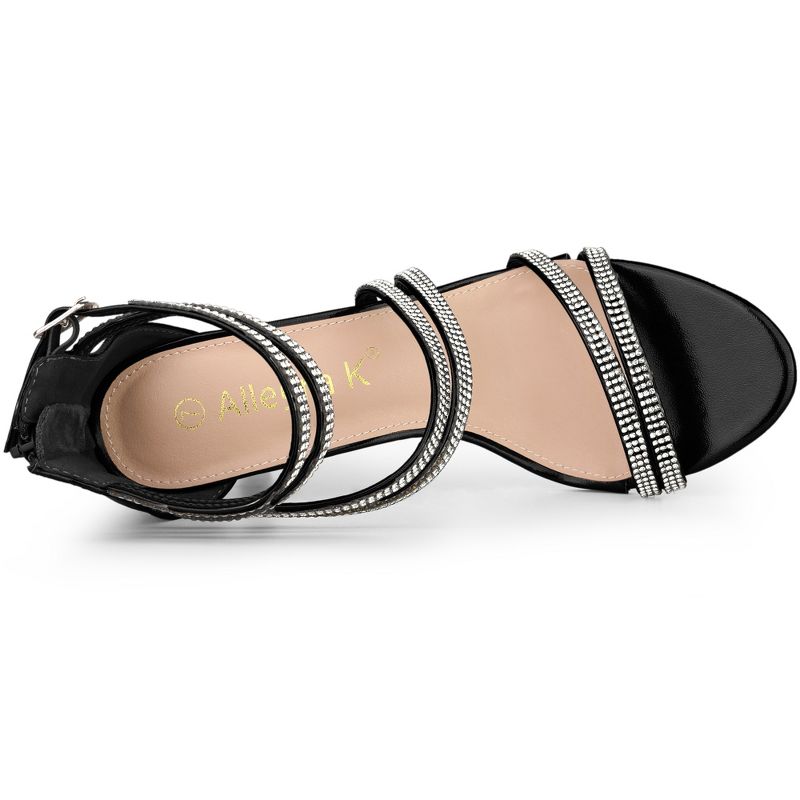 Allegra K Women's Ankle Strap Rhinestone Buckle Decor Open Toe Stiletto Heel, 4 of 7