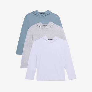 X RAY 3 Pack Kids And Boys 100% Cotton Long Sleeve Hoodie T-Shirts - 1 of 4