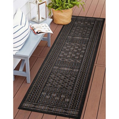 Midnight Stripe Flat Woven Synthetic Indoor/Outdoor Rug