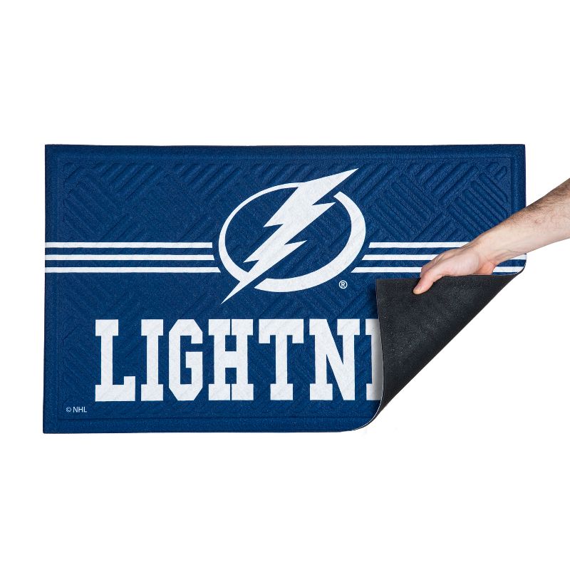 Evergreen NHL Tampa Bay Lightning Embossed Mat Cross Hatch Indoor and Outdoor Doormat, 4 of 5