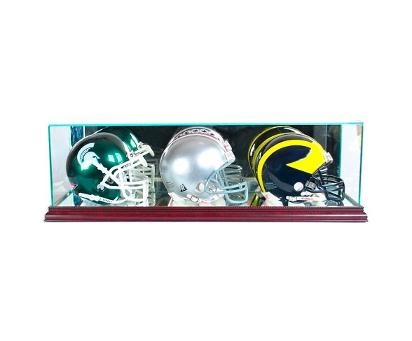 Perfect Cases - Triple Mini Football Helmet Display Case - Cherry Finish