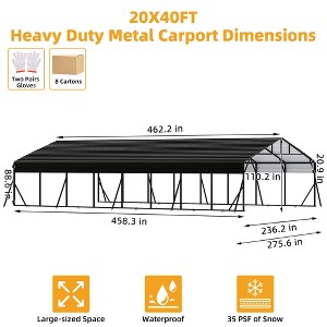 10 x 15 FT Metal Carport with Galvanized Steel Roof, Heavy Duty Metal Roof Carport with Enhanced Base, Tall Kits Garage for Tractors, Trucks, Boats - 1 of 4