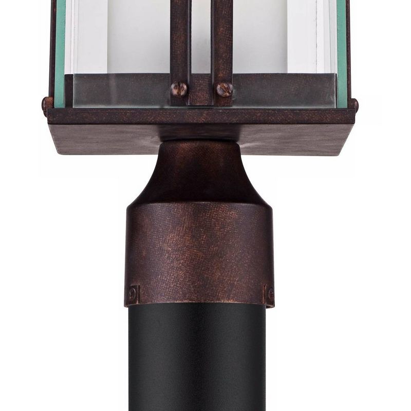 Franklin Iron Works Fallbrook Modern Industrial Post Light Bronze 15 3/4" Clear Frosted Double Glass for Exterior Barn Deck House Porch Yard Patio, 3 of 7