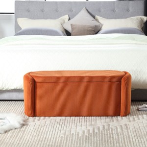 Modern Fabric Upholstered Storage Ottoman Bench with Safe Hinge,Lounge End of Bed Storage Bench,Storage Entry Bench,Storage Hassock-Cuddlewood - 1 of 4