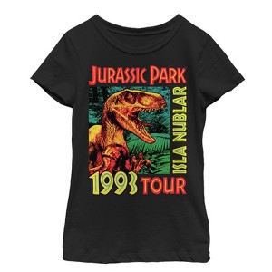 Girl's Jurassic Park Isla Nublar 1993 Tour, Featuring Velociraptor T-Shirt - 1 of 3