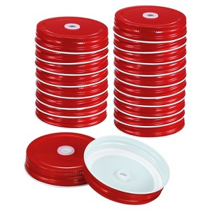Unique Bargains Regular Leak-Proof Kitchen Storage Mason Jar Lids with Straw Hole 30 Pcs - 1 of 4