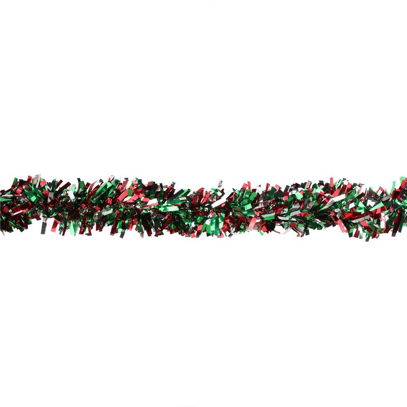 Northlight 12' x 4" Unlit Green/Red Wide Cut Shiny Tinsel Christmas Garland, 3 of 6