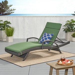 Christopher Knight Home Jessica Outdoor Rattan and Iron Adjustable Chaise Lounge with Cushion - 1 of 4