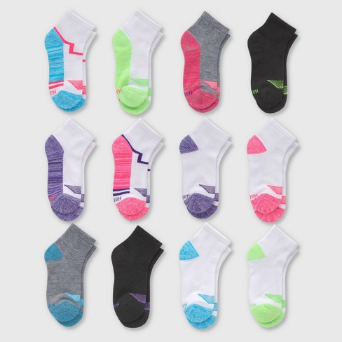 Athletic Works Girls Cushioned Ankle Socks, 10-Pack, Sizes S (6-10.5) - L  (4-10)