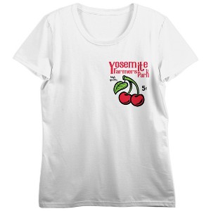 Yosemite Farmer's Park Cherries Crew Neck Short Sleeve Women's White T-shirt - 1 of 4