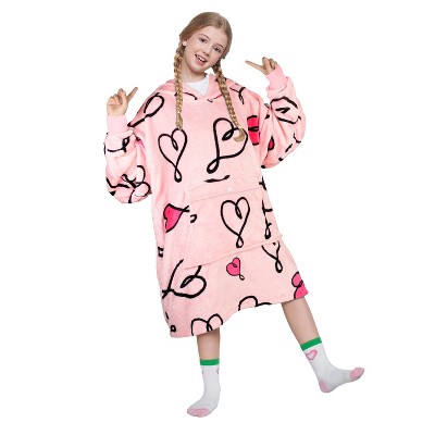 Catalonia Oversized Blanket Hoodie Sweatshirt for Kids, Wearable Fleece Pullover with Large Front Pocket, Teen Boys Girls Gift for Children's Day