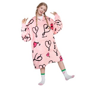 Catalonia Oversized Blanket Hoodie Sweatshirt for Kids, Wearable Fleece Pullover with Large Front Pocket, Teen Boys Girls Gift for Children's Day - 1 of 4