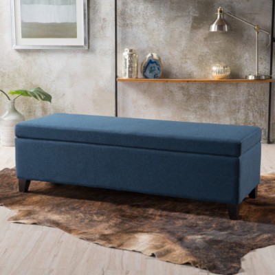 Fabric Storage Ottoman Bench,Storage Bedroom Bench With Solid Birch Legs,Storage Ottoman For Living Room, Upholstered Lounge Bench-Cuddlewood