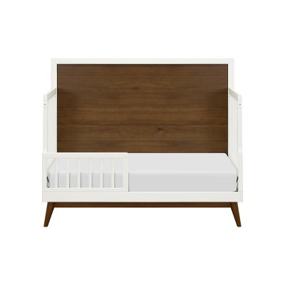 Palma White and Walnut 4-in-1 Convertible Crib with Toddler Bed Kit