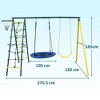 Steel Swing Set for Kids Outdoor Backyard Playground Swing Set with Ladder and Basketball Hoop Yellow+Green - 2 of 4