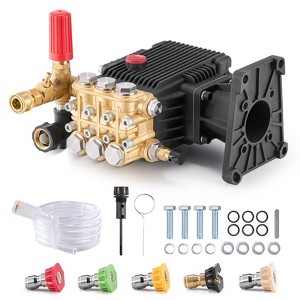 VEVOR Pressure Washer Pump, 1" Shaft Horizontal Triplex Plunger, 4400 PSI, 4.4GPM, Replacement Power Washer Pumps Kit with 5 Nozzles, Black - 1 of 4