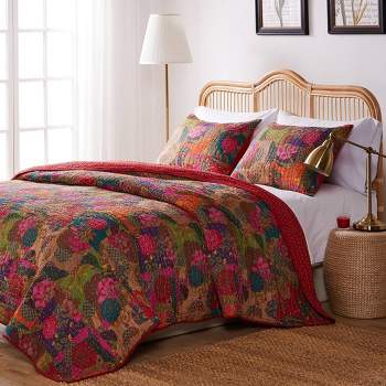Greenland Home Fashions Jewel Quilt Bedding Set Red/Pink/Green