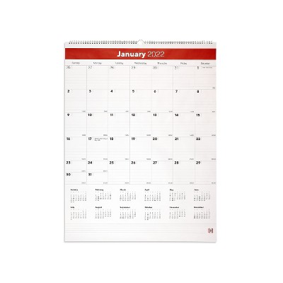 TRU RED 2022 29" x 22" Wall Calendar White/Red TR53914-22