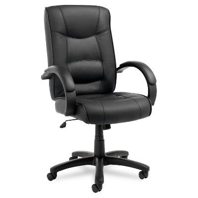 Alera Strada Series High-Back Swivel/Tilt Chair Black Top-Grain Leather SR41LS10B