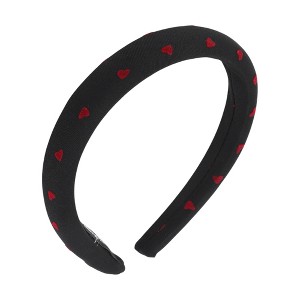 Unique Bargains Women's Fashion Heart Headbands Black Red 1 Pc - 1 of 4