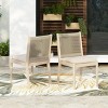 Coolbibila ModernWood Acacia Dining Chair,Beige Fabric Upholstered Dining Room Chair,Woven Rope Back Patio Outdoor Dining Chair - 3 of 4