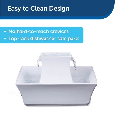 White Ceramic Elevated Pet Water Fountain with Dual Streams