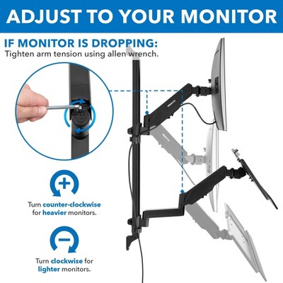 Black Steel Full Motion Wall Mount Workstation with Keyboard Tray