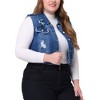 Agnes Orinda Women's Plus Size Sleeveless Chest Pockets Button-Up Denim Vests - 2 of 4