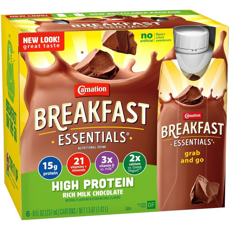 Carnation Breakfast Essentials High Protein Ready to Drink Rich Milk Chocolate - 6ct / 1.5QT, 2 of 8