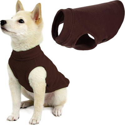Gooby Stretch Fleece Vest, Pullover Fleece Vest Jacket Sweater for Dogs, Brown, Small