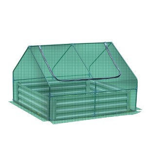 Aoodor  Raised Garden Metal Bed Mini Greenhouse Kit with 2 Roll-up Zipper Doors, for Vegetables Herbs and Flowers - 1 of 4