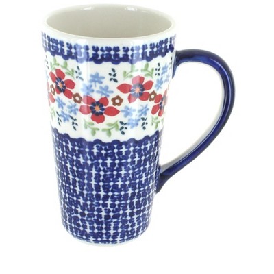 Blue Rose Polish Pottery Red Poppy Large Coffee Mug