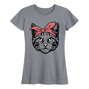 Women's - Instant Message - Bandana Cat Short Sleeve Graphic T-Shirt - 1 of 4
