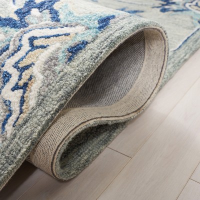 Handmade Tufted Wool Rectangular Rug 4' x 6' in Blue