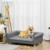 PawHut Modern Pet Sofa, Cat or Medium to Large Dog Couch Bed with Removable Seat Cushion and Elevated Base, Dark Gray - 3 of 4