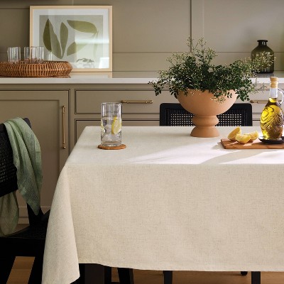 ; Linen Blend Tablecloth Cream - Threshold