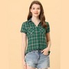 INSPIRE CHIC Women's Classic Short Sleeve Button Down Plaid Shirt - 2 of 4