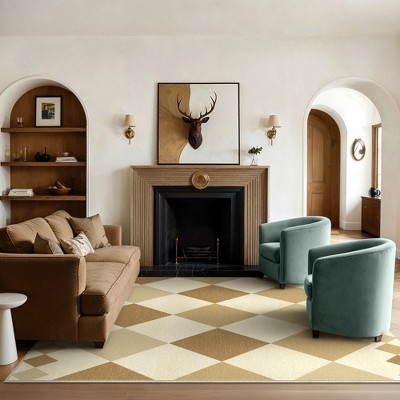 Abynow Medallion Diamond Faded Rustic Indoor Area Rug